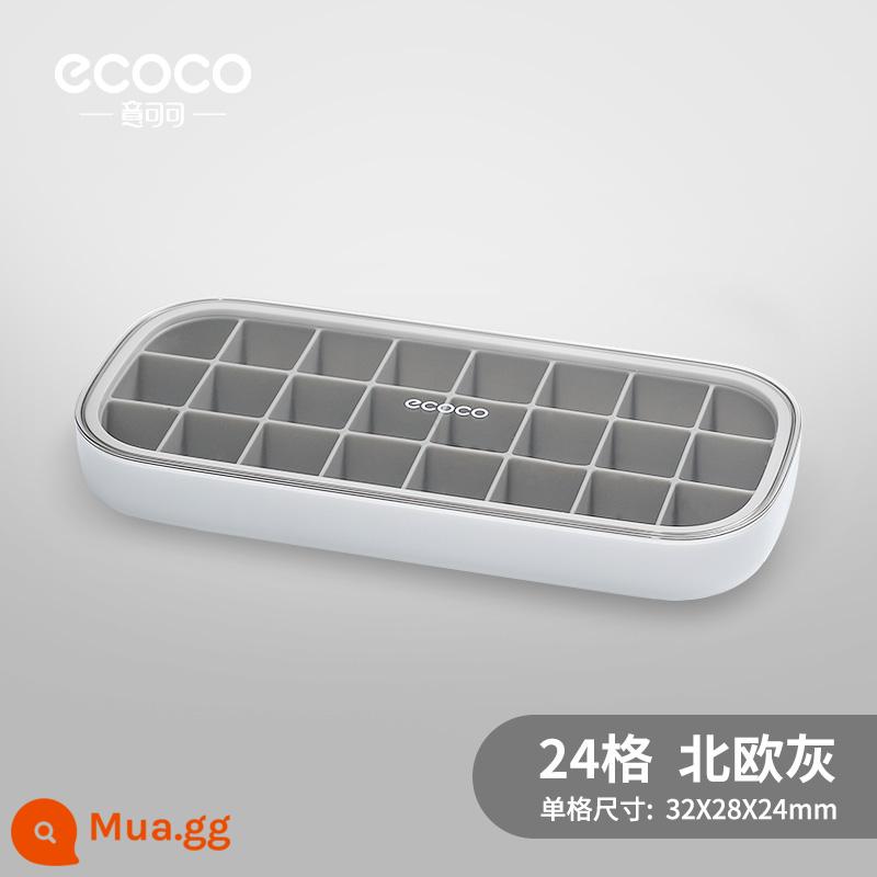 Kem Khuôn Khay Đá Máy Làm Đá Đông Lạnh Kem Hộp Có Nắp Lưới Silicone Đỏ Cấp Thực Phẩm Tủ Lạnh Gia Đình Tự Làm Hiện Vật - Màu xám Bắc Âu bán trong suốt [có nắp che bụi]