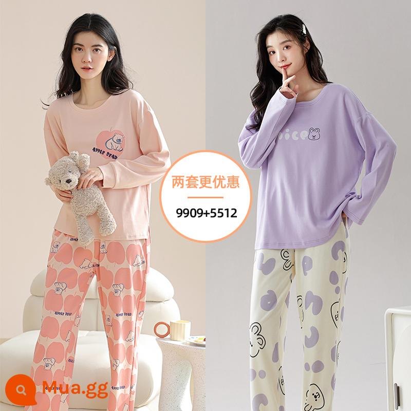 Langsha Bộ Đồ Ngủ Nữ Thu Đông 2023 Mới Nguyên Chất Cotton Dài Tay Mỏng Dễ Thương Sinh Viên Hoạt Hình Nhà Bộ Quần Áo MP - [70% người dân chọn mua hai chiếc và mặc thay thế cho nhau] 9909+5512