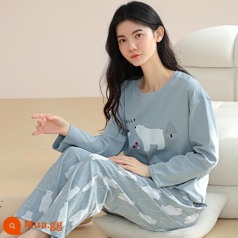 Langsha Bộ Đồ Ngủ Nữ Thu Đông 2023 Mới Nguyên Chất Cotton Dài Tay Mỏng Dễ Thương Sinh Viên Hoạt Hình Nhà Bộ Quần Áo MP - 09M9905