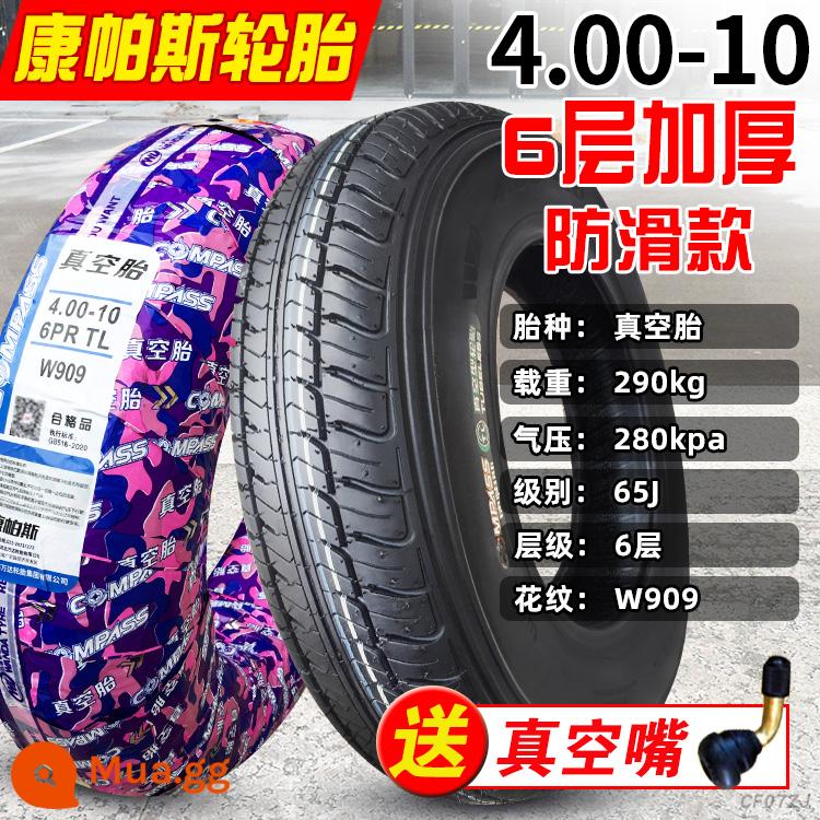 Zhengxin Tyre 4.00-10 lốp chân không xe điện 400-10 inch lốp xe bốn bánh cho vành xe máy - 4.00-10 La bàn lốp không săm 6 lớp mẫu W909