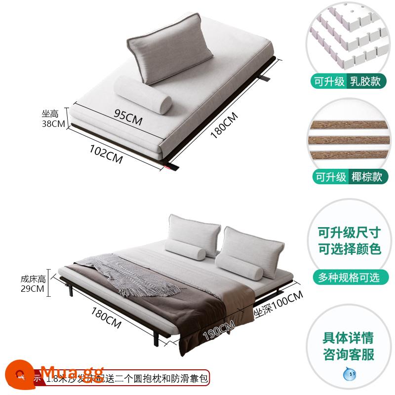 Bed Bed Phòng khách Bắc Âu đa chức năng có thể được gập lại, có thể lấy lại, thiết kế căn hộ nhỏ bằng kép - 1,8 mét + đệm dừa thân thiện với môi trường + cotton và lanh