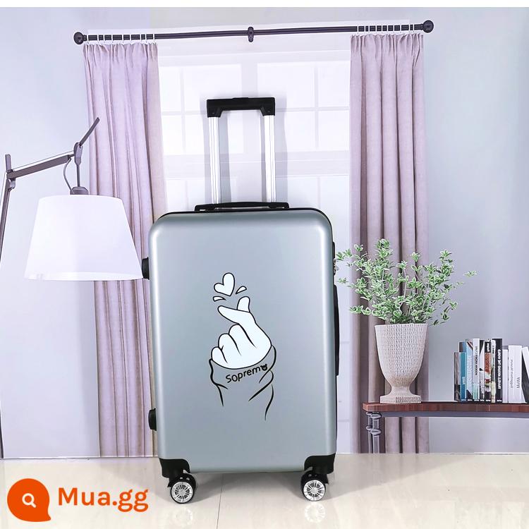 Xu hướng thời trang lưới đỏ mật khẩu du lịch xe đẩy vali nhẹ nam và nữ 20 trẻ em 22 học sinh Bánh xe phổ thông 24 inch - trái tim bạc