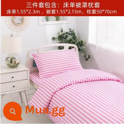 Bệnh Viện Phòng Khám Polyester Ga Giường Cotton Vỏ Chăn Gối Bộ 3 Bộ 4 Bộ 6 Bộ Chăn Ga Gối bệnh Viện Miễn Phí Vận Chuyển - Bộ ba món T/C sọc hồng trắng pha trộn