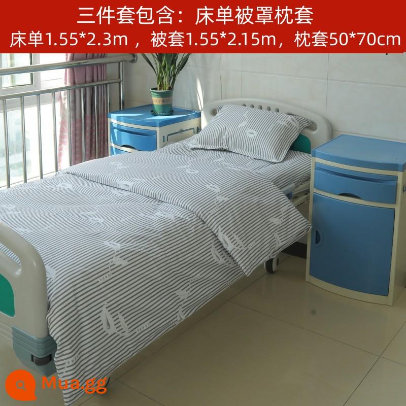 Bệnh Viện Phòng Khám Polyester Ga Giường Cotton Vỏ Chăn Gối Bộ 3 Bộ 4 Bộ 6 Bộ Chăn Ga Gối bệnh Viện Miễn Phí Vận Chuyển - Bộ ba món T/C pha trộn hoa sức khỏe màu xám