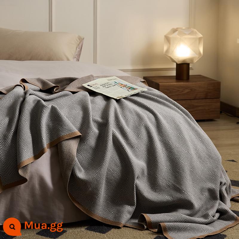 Gió Đơn Giản Cotton Sợi Đan Chăn Sofa Chăn Giường Cấp Khăn Khăn Choàng Cotton Nguyên Chất Máy Bay Chăn Chăn Văn Phòng Nghỉ Trưa Chăn - Kama - màu vàng đất