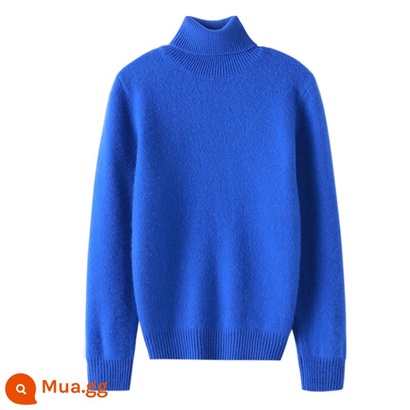 Ordos trẻ em áo len cashmere nửa cao cổ bé gái áo thun áo len bé trai đáy áo len bé cardigan dày - Dày gấp đôi ----- ve áo cao màu xanh Klein