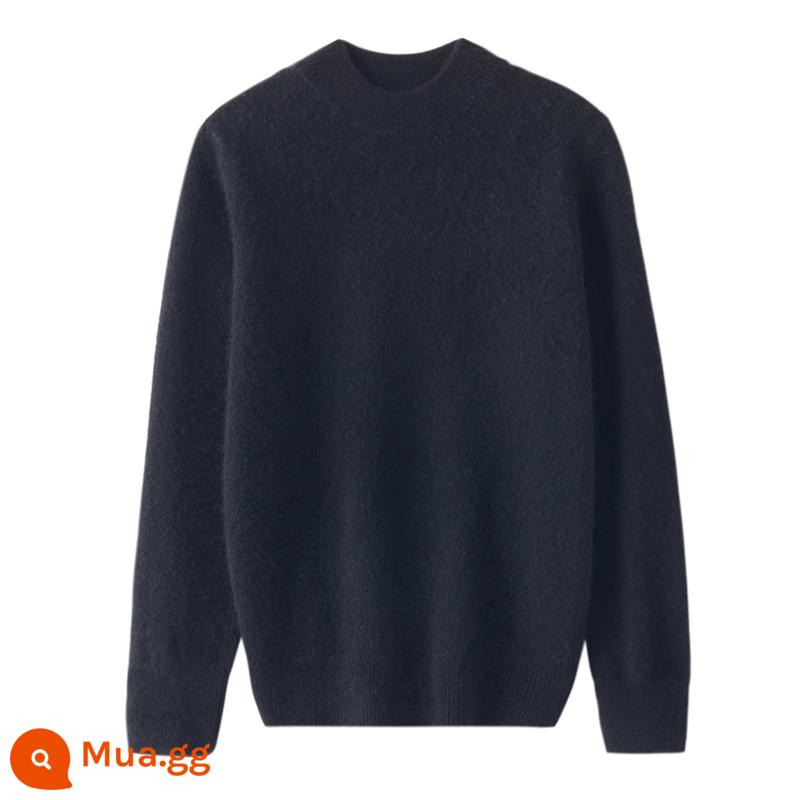 Ordos trẻ em áo len cashmere nửa cao cổ bé gái áo thun áo len bé trai đáy áo len bé cardigan dày - Sợi đơn ---- Đen nửa chiều cao