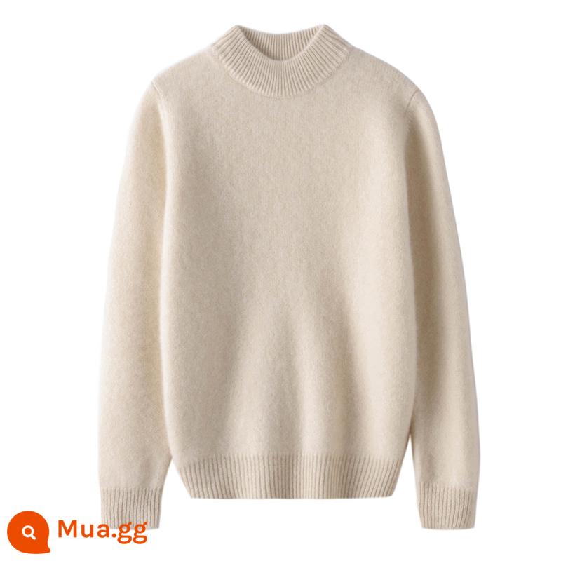 Ordos trẻ em áo len cashmere nửa cao cổ bé gái áo thun áo len bé trai đáy áo len bé cardigan dày - Dày gấp đôi ----- nửa chiều cao màu be