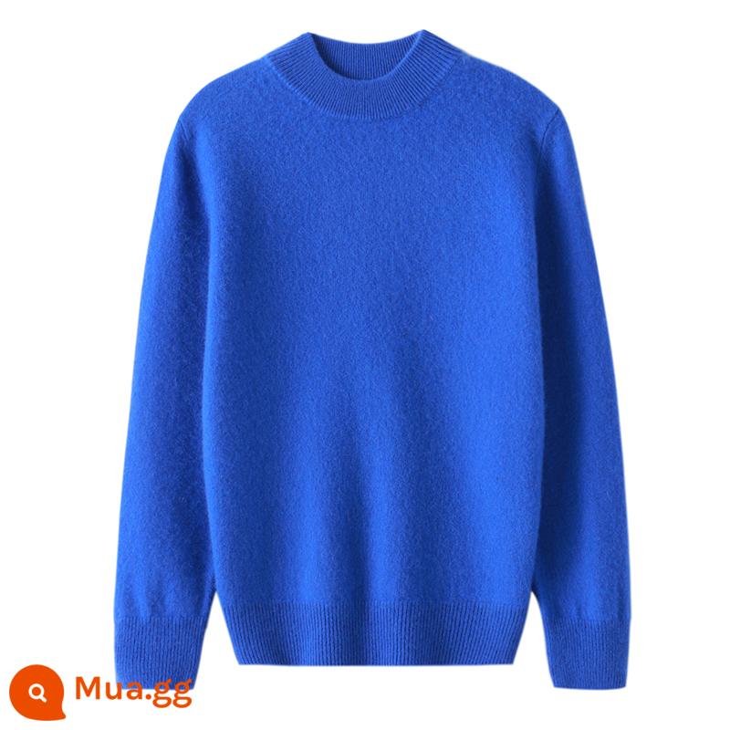 Ordos trẻ em áo len cashmere nửa cao cổ bé gái áo thun áo len bé trai đáy áo len bé cardigan dày - Sợi đơn ---- Nửa chiều cao màu xanh Klein