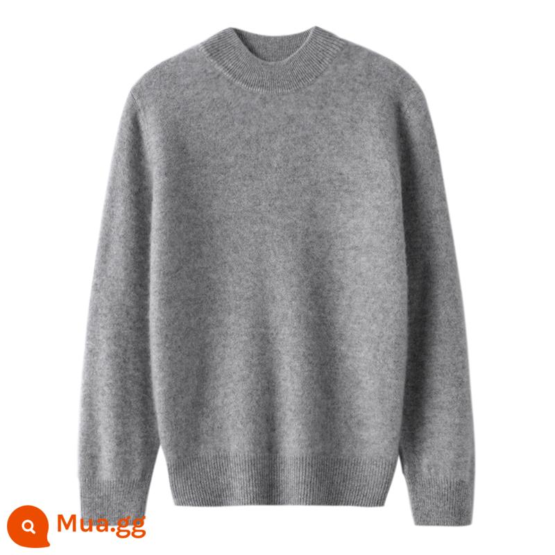 Ordos trẻ em áo len cashmere nửa cao cổ bé gái áo thun áo len bé trai đáy áo len bé cardigan dày - Sợi đơn ---- Nửa chiều cao màu xám trung bình