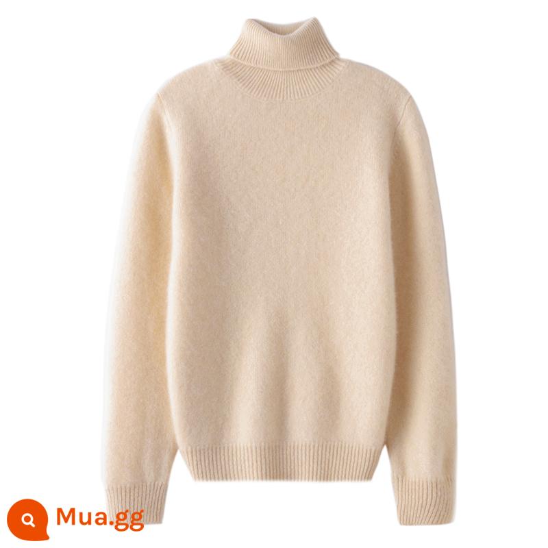 Ordos trẻ em áo len cashmere nửa cao cổ bé gái áo thun áo len bé trai đáy áo len bé cardigan dày - Dày gấp đôi ----- ve áo cao màu be