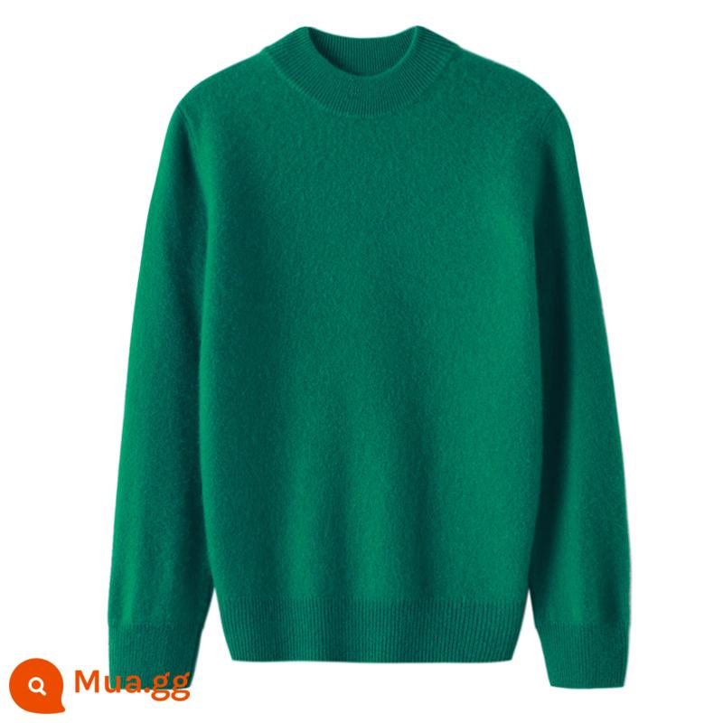 Ordos trẻ em áo len cashmere nửa cao cổ bé gái áo thun áo len bé trai đáy áo len bé cardigan dày - Sợi đơn ---- Ngọc lục bảo nửa chiều cao