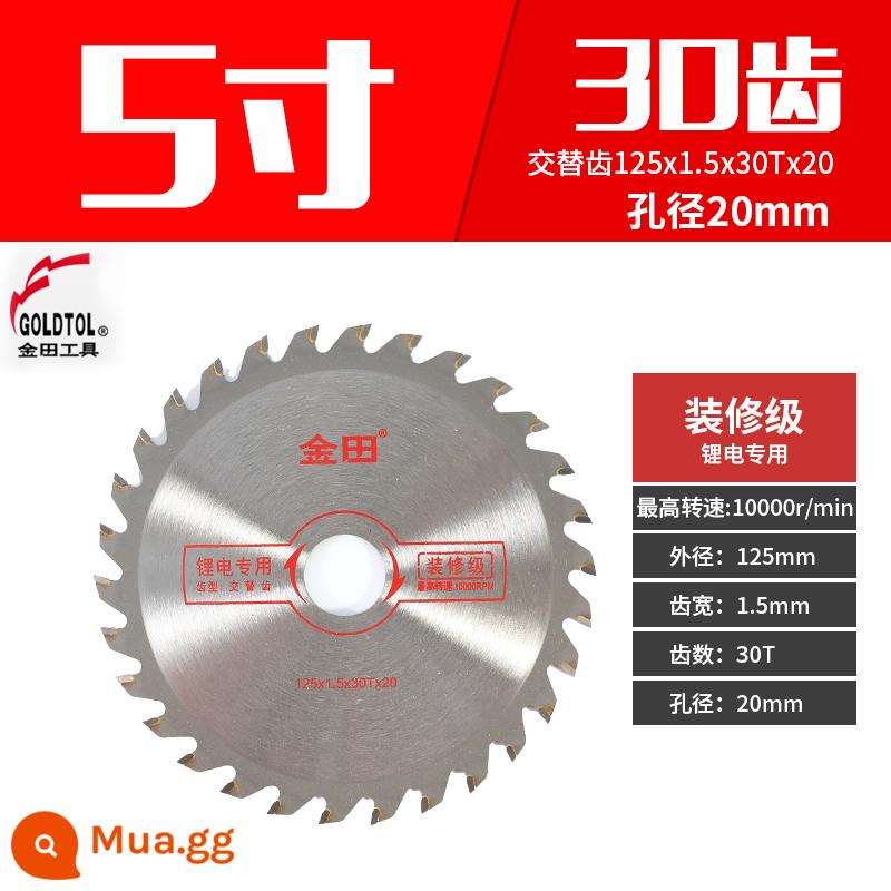 Jintian lưỡi cưa gỗ lưỡi cưa tròn lưỡi cắt 4/5/6/8/10 inch lưỡi cắt hợp kim chính hãng lưỡi cưa tròn nhôm kim loại - [Mức trang trí 5 inch] 125 * 1,5 * 30T * 20 [Chỉ pin lithium]