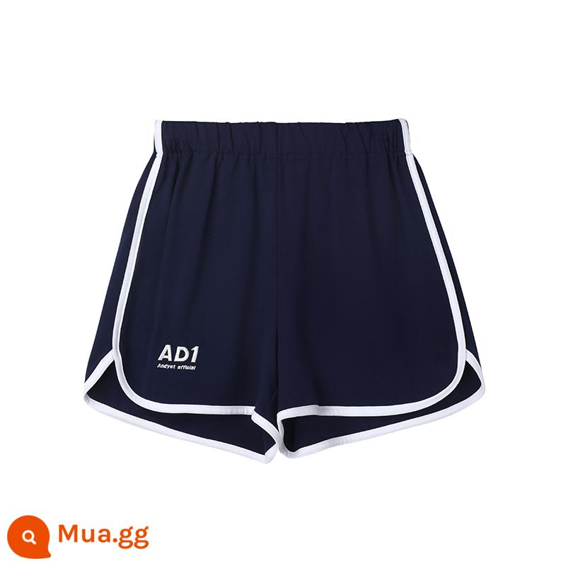 ANDYET AD1 [Wang Chengxuan cùng kiểu] Cổ áo POLO thêu logo tương phản màu rốn quần short thể thao nữ - Quần short hải quân