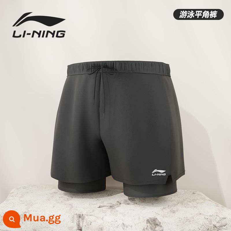 Li Ning quần bơi nam 2023 quần bơi mới năm điểm chống khó xử quần suối nước nóng khô nhanh thiết bị đồ bơi nam - 606 đến kiểu võ sĩ đen đơn giản [hai lớp chống xấu hổ/sử dụng kép trên đất liền và dưới nước]