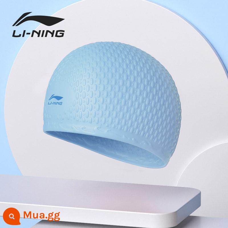 Mũ bơi Li Ning silicone kích thước lớn thoải mái không có đầu tóc dài bảo vệ tai huấn luyện nam và nữ trẻ em trưởng thành màu nguyên chất mũ bơi - Mũ bơi silicon màu xanh nhạt 818 (mũ bơi cỡ lớn chuyên nghiệp)