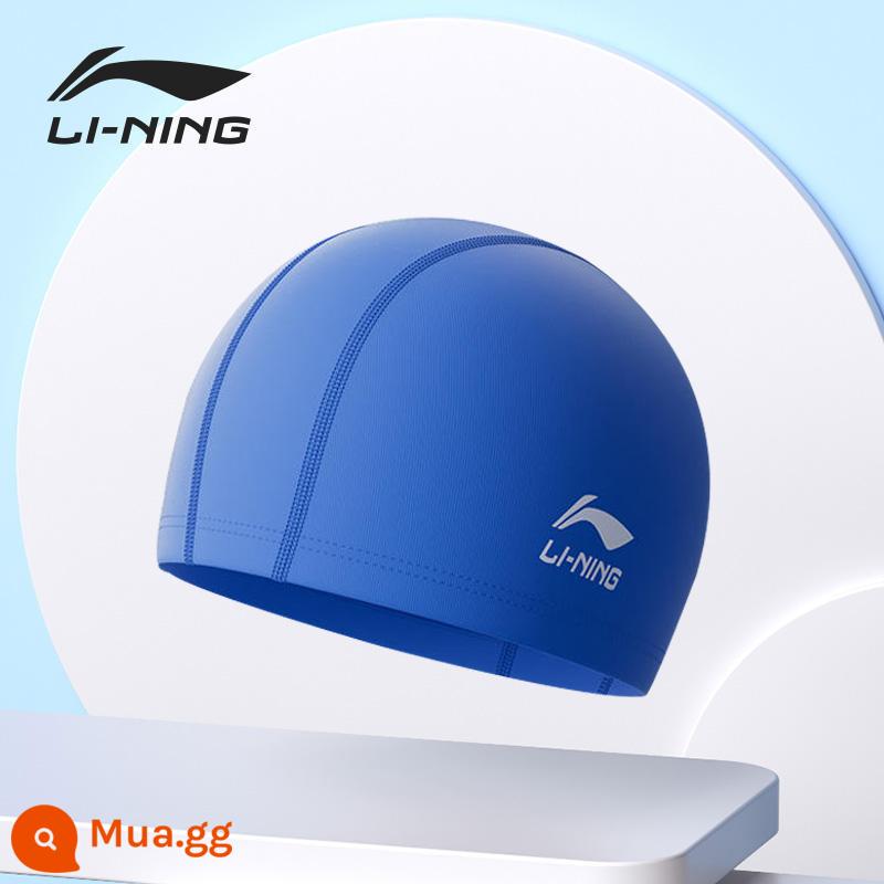 Mũ bơi Li Ning silicone kích thước lớn thoải mái không có đầu tóc dài bảo vệ tai huấn luyện nam và nữ trẻ em trưởng thành màu nguyên chất mũ bơi - 858 màu xanh thoải mái pu (mũ bơi chống nước chuyên nghiệp)