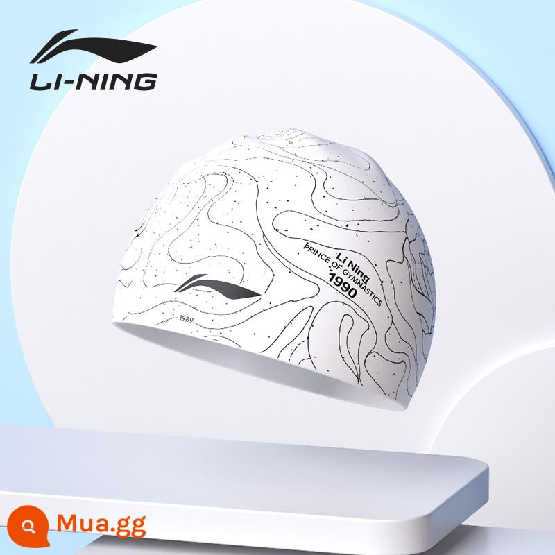 Mũ bơi Li Ning silicone kích thước lớn thoải mái không có đầu tóc dài bảo vệ tai huấn luyện nam và nữ trẻ em trưởng thành màu nguyên chất mũ bơi - Mũ bơi sọc trắng 016 (mũ bơi chống nước chuyên nghiệp)