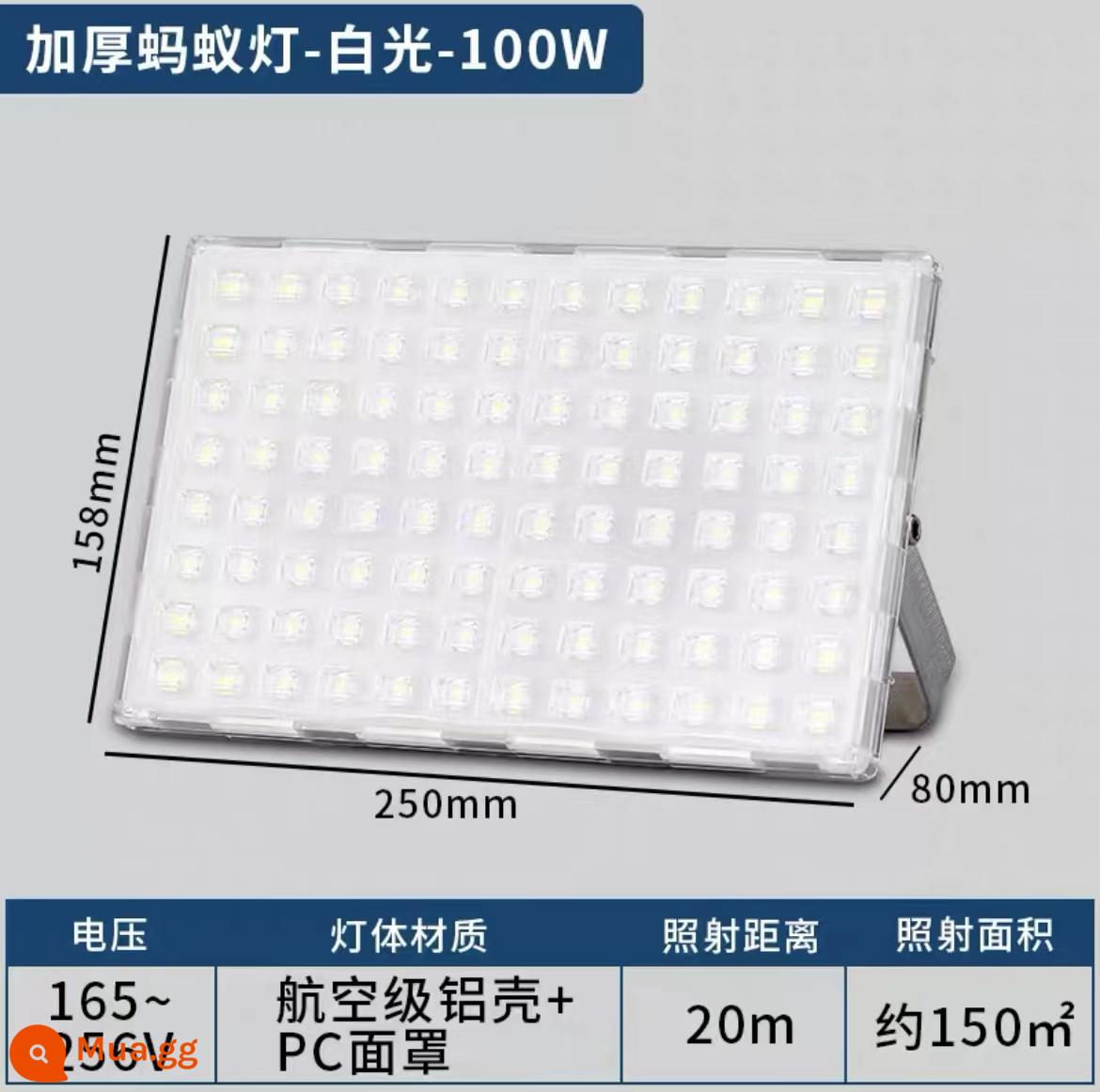 Đèn Pha LED Chiếu Sáng Ngoài Trời 200W Siêu Sáng Nhà Xưởng Xưởng Kho Chống Nước Quảng Cáo Biển Hiệu Đèn Kiến Đèn - 100W siêu sáng-Đèn Philips-ánh sáng trắng, không sáng hoàn tiền