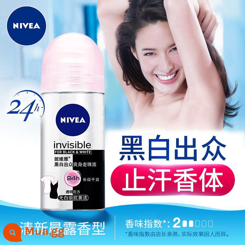 Nước hoa dạng cuộn Nivea lăn khử mùi dành cho nữ lăn nách nam hương thơm lâu nước hoa toàn thân dạng lăn dạng xịt sảng khoái hạt mồ hôi cơ thể hương thơm nhẹ - Trắng đen nổi bật, không ố vàng (nữ)