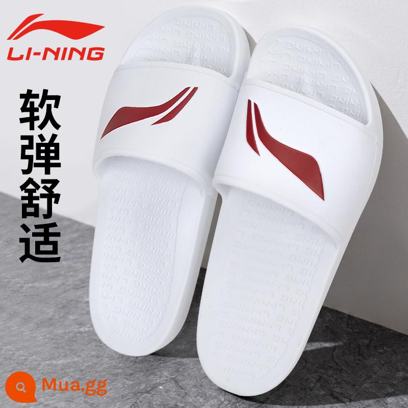 Dép thể thao Li Ning nam dép mùa hè đi biển chống mài mòn và dép đi trong nhà chống trơn trượt thoáng khí nhẹ kiểu dáng giản dị mới - Tiêu chuẩn trắng/đỏ chu sa [Đế ngoài chống trượt/thoáng khí và không ngột ngạt]