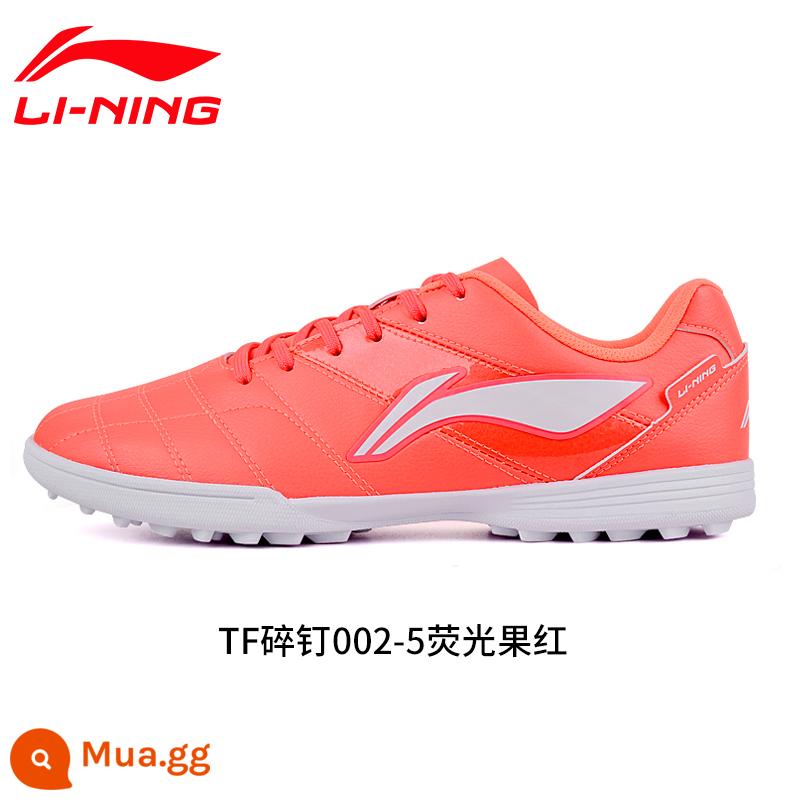 Giày đá bóng Li Ning nam nữ gãy đinh người lớn TF bé trai và trẻ em học sinh giày tập chân da cỏ nhân tạo chính hãng - [Chống mài mòn, chống trượt, thoáng khí] Quả huỳnh quang màu đỏ