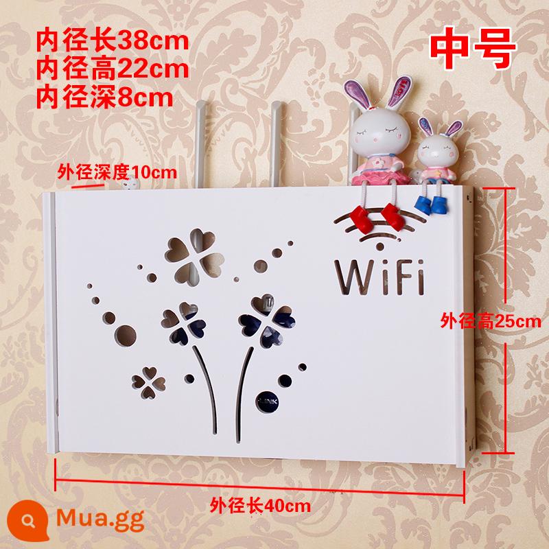 Bộ định tuyến không dây có lỗ hộp lưu trữ WiFi treo tường hộp trung tâm đa phương tiện chặn máy hộp giá đỡ - 303 Cỏ Bốn Lá Vừa