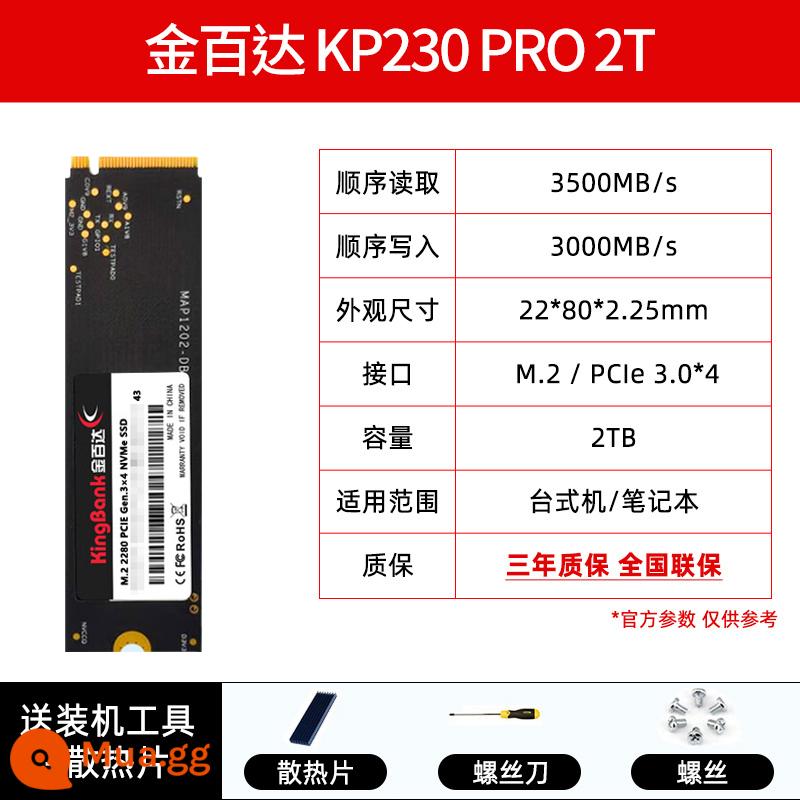 Jinbaida KP260/kp230 512G/1t/2t nvme PCIE4.0 máy tính m.2 ổ cứng thể rắn SSD - Jinbaida KP230 PRO 2T