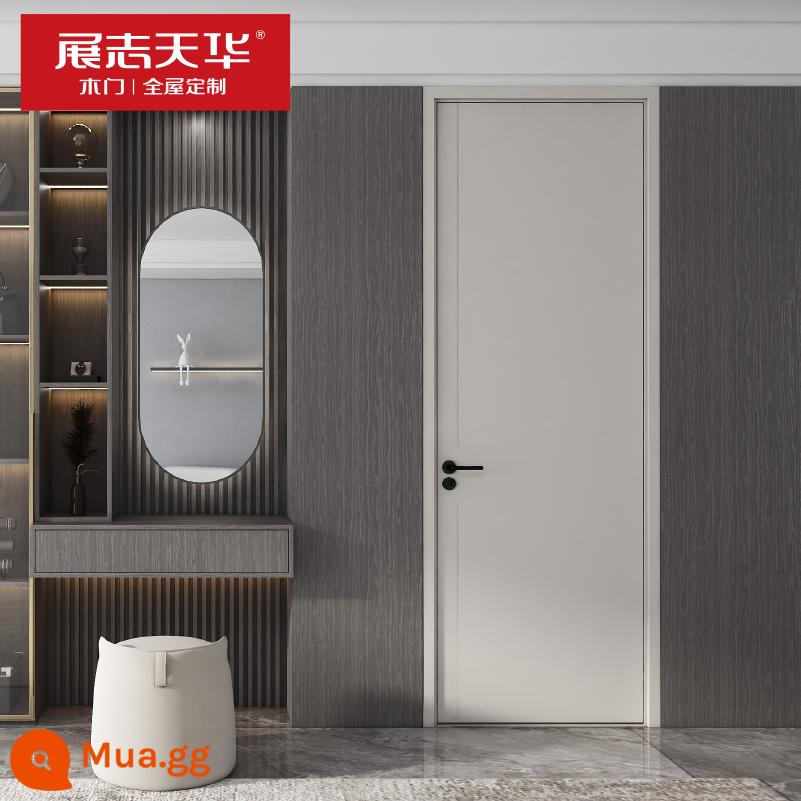 Zhanzhi Tianhua cửa gỗ nội thất cửa cửa phòng ngủ cách âm gỗ composite cửa hiện đại đơn giản không sơn DS-009P - màu xám thanh lịch