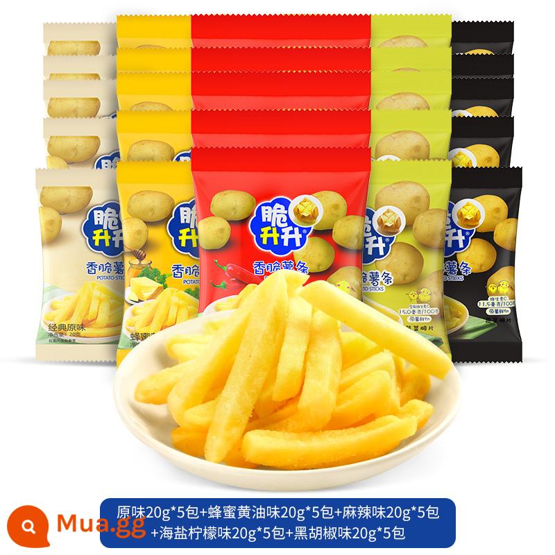 Khoai tây chiên giòn kiểu Pháp 20g*25 túi khoai tây tươi cắt lát kem mật ong ăn vặt giải trí giòn - Nguyên chất 5 Mật ong 5 Cây gai dầu 5 Tiêu đen 5 Muối biển chanh 5