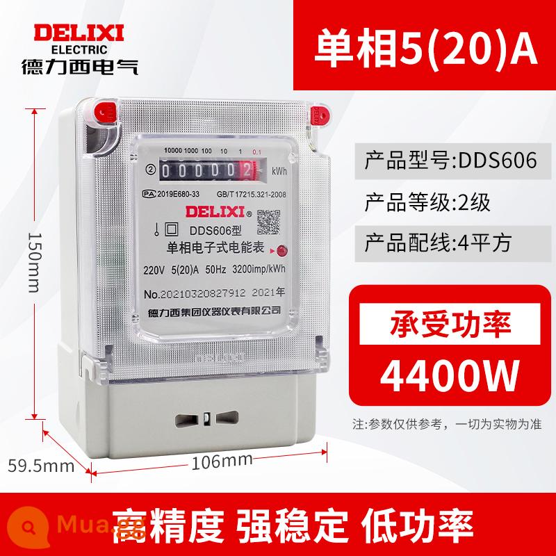 Đồng hồ điện một pha Delixi cho thuê nhà cho thuê nhà ba pha bốn dây 220v đồng hồ đo năng lượng điện điện tử thông minh độ chính xác cao - Công tơ điện một pha gia đình 5 (20) A công suất tối đa 4400 Watt