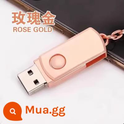 [Dung lượng lớn] Ổ đĩa flash U 128G đa năng cho điện thoại di động và máy tính, ổ đĩa flash USB tốc độ cao 64G phổ biến cho âm thanh và video trên xe hơi - [Mô hình xoay] Vàng hồng