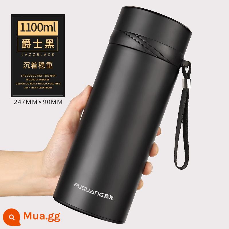 Cốc cách nhiệt Fuguang nam dung tích lớn 1000ml cốc nước inox cao cấp di động pha trà trên ô tô tách trà cốc - 1100ml quý ông màu đen [khắc miễn phí]