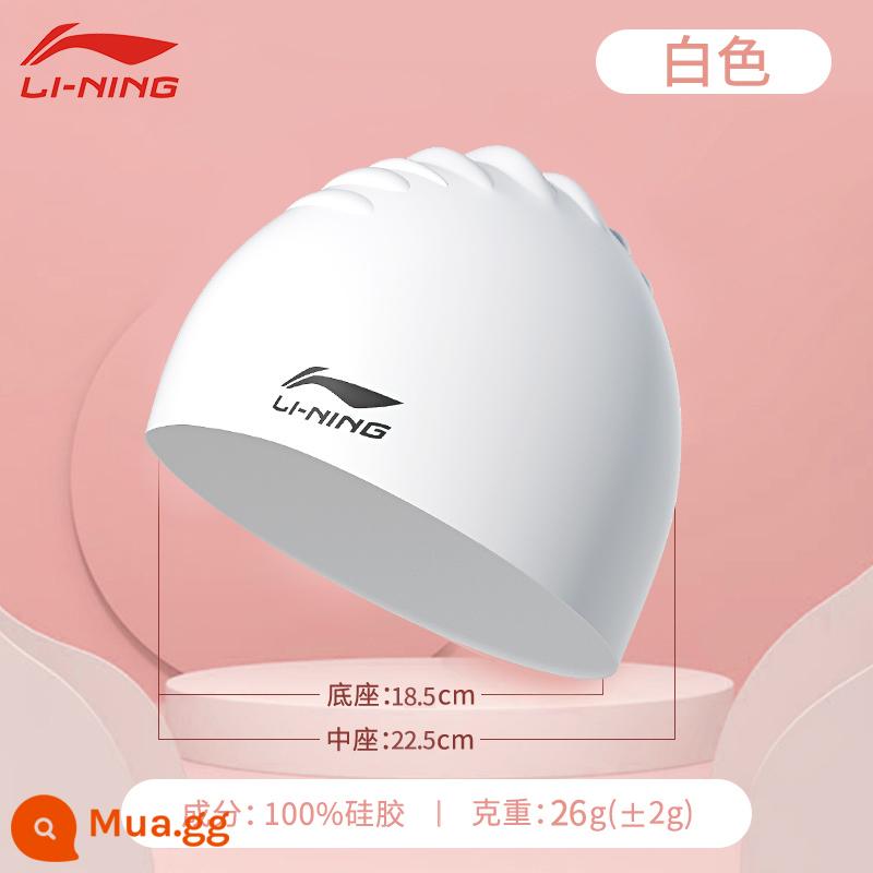 Li Ning vải mũ bơi Plus kích thước lớn chu vi vòng đầu không Lê đầu tóc dài nam nữ người lớn trẻ em mũ chống thấm nước - Mũ silicon trắng 808 [mũ bơi chống nước chuyên nghiệp]