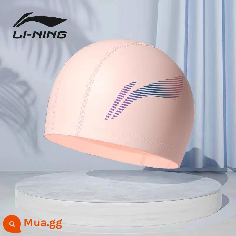 Li Ning vải mũ bơi Plus kích thước lớn chu vi vòng đầu không Lê đầu tóc dài nam nữ người lớn trẻ em mũ chống thấm nước - Mũ bơi 619 màu hồng [Bên ngoài phủ PU, lót vải thoải mái]