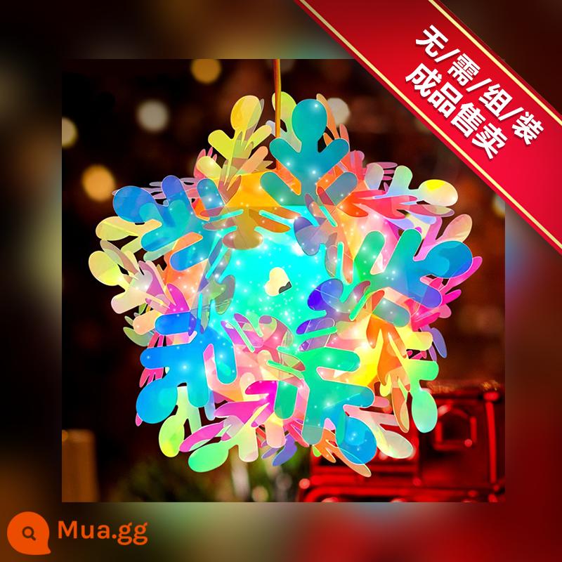 Trẻ em đầy màu sắc Ngày Đầu Năm Đèn lồng nhựa kim cương phát sáng đèn lồng xách tay handmade DIY đèn lồng năm mới đồ chơi - Laser bông tuyết nhiều màu [thành phẩm] các màu khác có thể được ghi nhận Laser 17CM