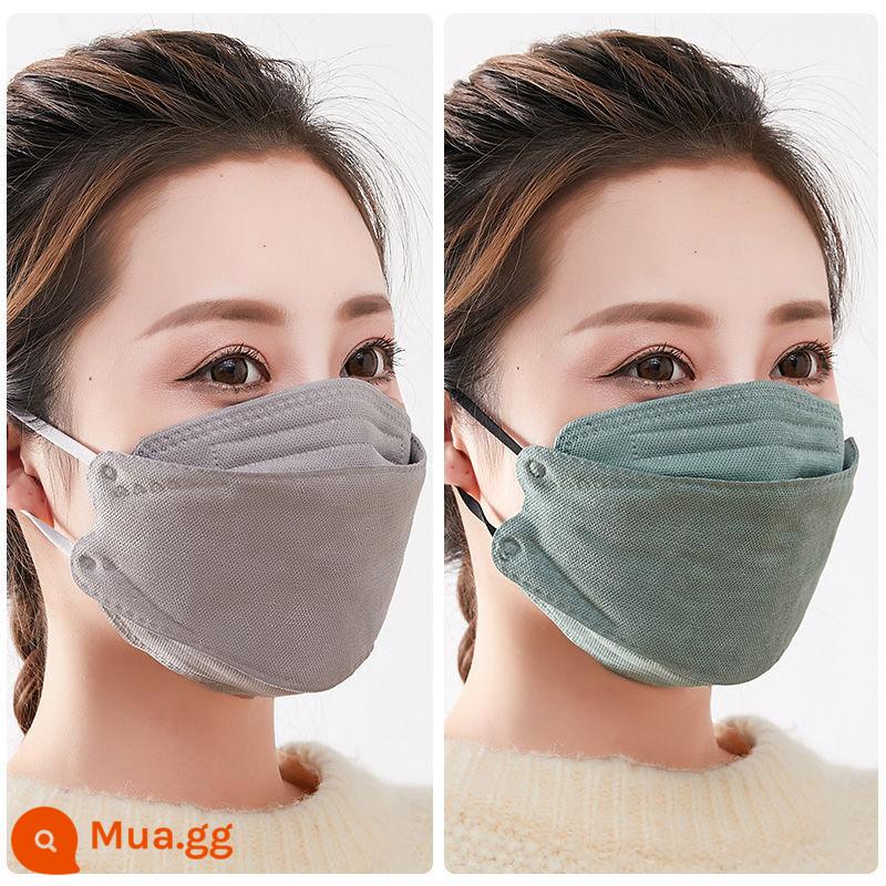 Thời trang thu đông phiên bản Hàn Quốc vải cotton có thể giặt được mặt nạ giữ ấm ba chiều có thể định hình mặt nạ thoáng khí chống gió và chống lạnh cho nữ - Phiên bản Hàn Quốc [2 màu trơn] xám + xanh