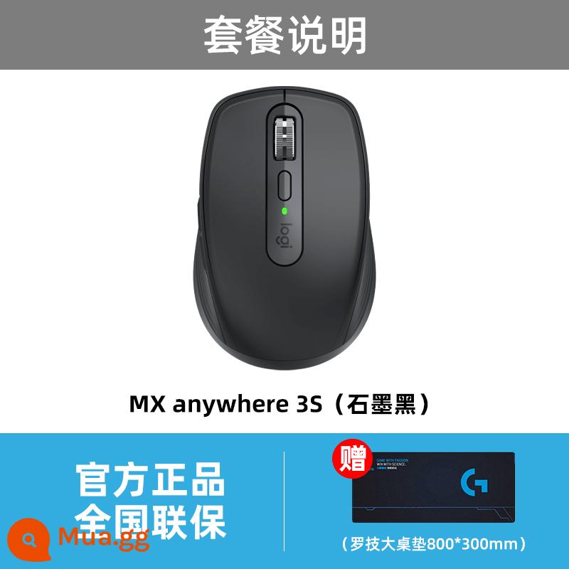 Chuột không dây bluetooth Logitech MX Anywhere3/2s máy tính xách tay bột sạc văn phòng cao cấp - Mx Anywhere3S Graphite Black + Thảm trải bàn Logitech