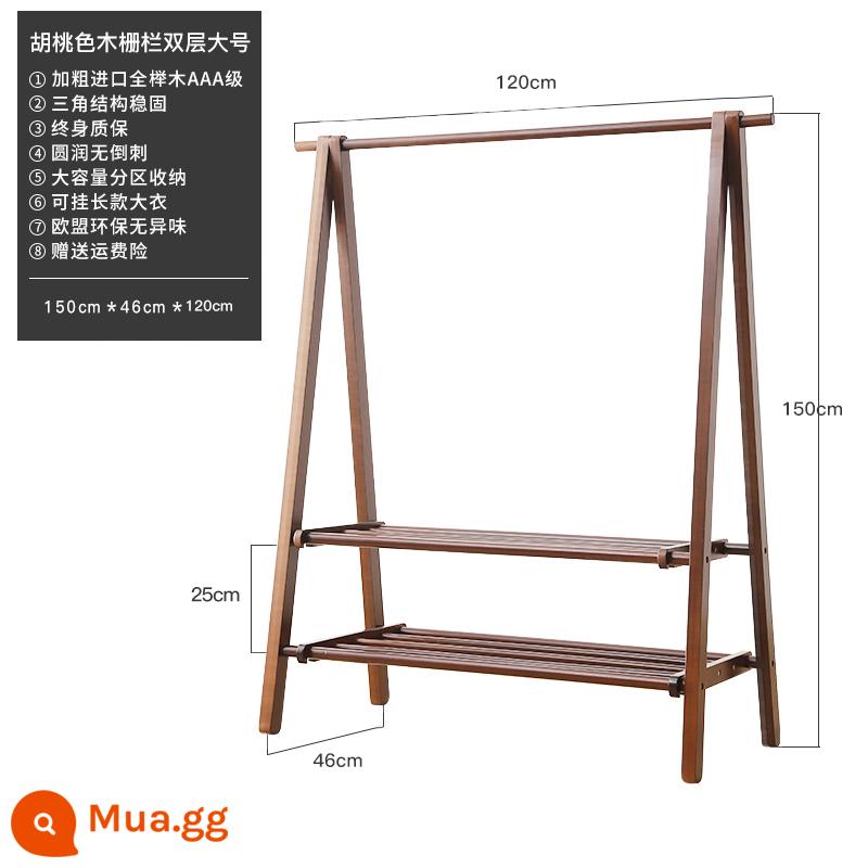 Gỗ Móc Treo Sàn Giá Treo Áo Phòng Ngủ Hộ Gia Đình Móc Treo Quần Áo Đơn Giản Phòng Đặt Giá Treo Quần Áo Trong Nhà - Gỗ óc chó nguyên khối màu đậm 120CM hai lớp [Sồi nhập khẩu từ Đức]