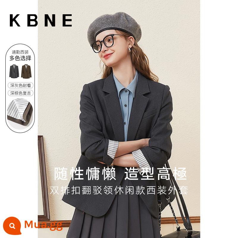 [Hàng Bán Chạy] KBNE2023 Áo khoác vest nữ mùa thu mới phong cách đại học Bộ đồ phổ biến năm nay - xám