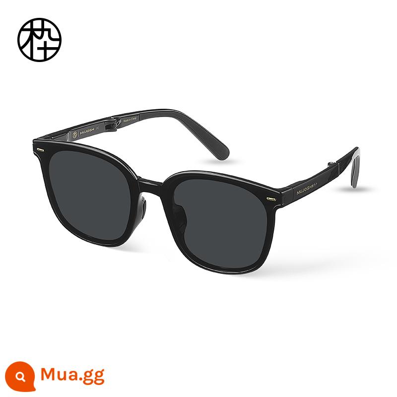 [Cong Jun cùng kiểu] Wood Ninety Folding Sunglasses Female Anti-UVMJ102SH705 Driving Polarized Sunglasses - BKC1 hắc diện thạch đen