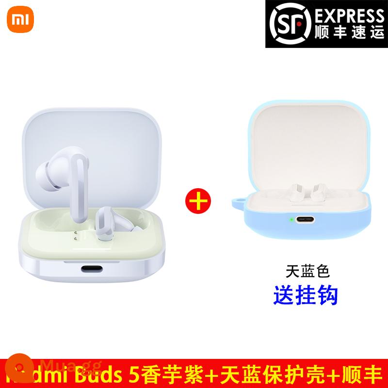 Tai nghe Bluetooth không dây bán trong tai Xiaomi Redmi Buds 5 giảm tiếng ồn thể thao chạy hai tai - Redmi Buds 5 Khoai Môn Tím + Vỏ Bảo Vệ Xanh Da Trời + SF Express