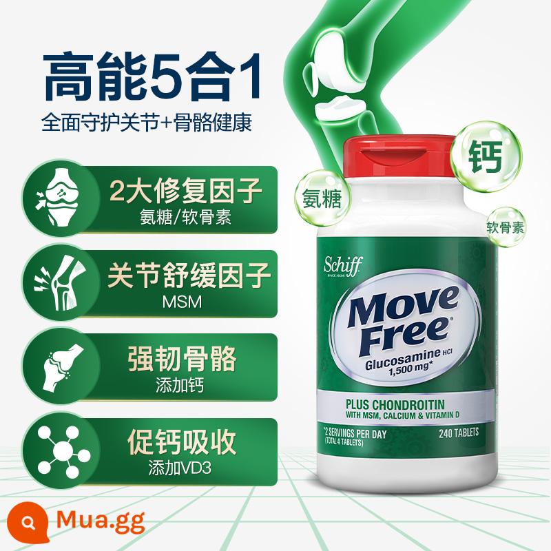 MoveFree Yijie High Canxi Glucosamine Chondroitin Plus Canxi Vitamin D Mẫu Chăm Sóc Khớp 240 Viên Nhập Khẩu Từ Hoa Kỳ - [Củng cố xương và bảo vệ khớp] Đường amoniac canxi cao 240 viên bổ sung canxi và VD3