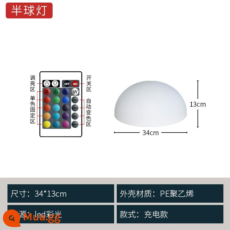 Đèn bán cầu phát sáng ngoài trời sân bãi cỏ bán cầu năng lượng mặt trời đèn sân vườn hình bán nguyệt ốp trần treo tường đèn trang trí - Mẫu có thể sạc lại 34 * 13cm đã sẵn sàng để vận chuyển