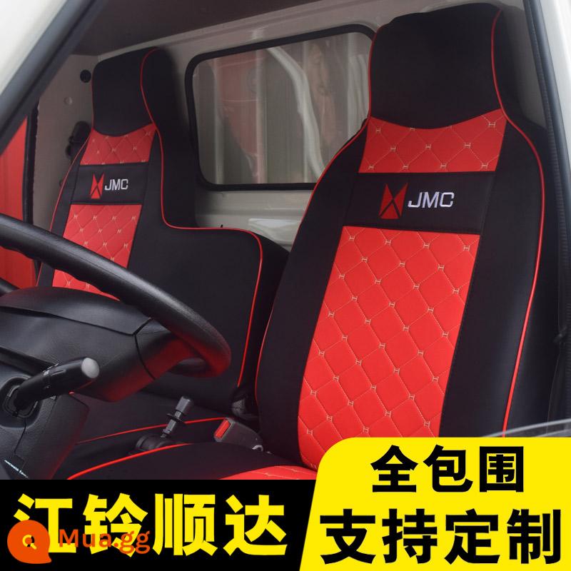 Jiangling New Shunda Single -row Double -row Set Kairui N800 Kaiyun 骐 边 边 边 边 边 边 边 边 边 边 边 边 边 - Bún đỏ denim da + bọc ghế logo ô tô