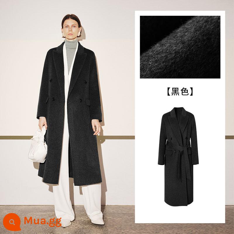 MM Mai Meng 2023 Mùa Thu Đông Đen Xám Len Cashmere 2 Mặt Áo Khoác Len Nữ 5E9972761 - Obsidian Đen-Đen Phiên bản dài 5E9972761-Bán trước 11,29 viên