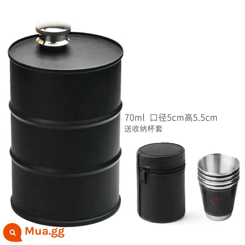 750Ml Ngoài Trời Ấm Siêu Tốc Thép Không Gỉ 304 Bình Nước Cắm Trại Cắm Trại Ấm Siêu Tốc Chống Rò Rỉ Mini Xăng Thùng Nửa Catty - Ấm đun nước inox màu đen + Bộ cốc ngoài trời 70ml