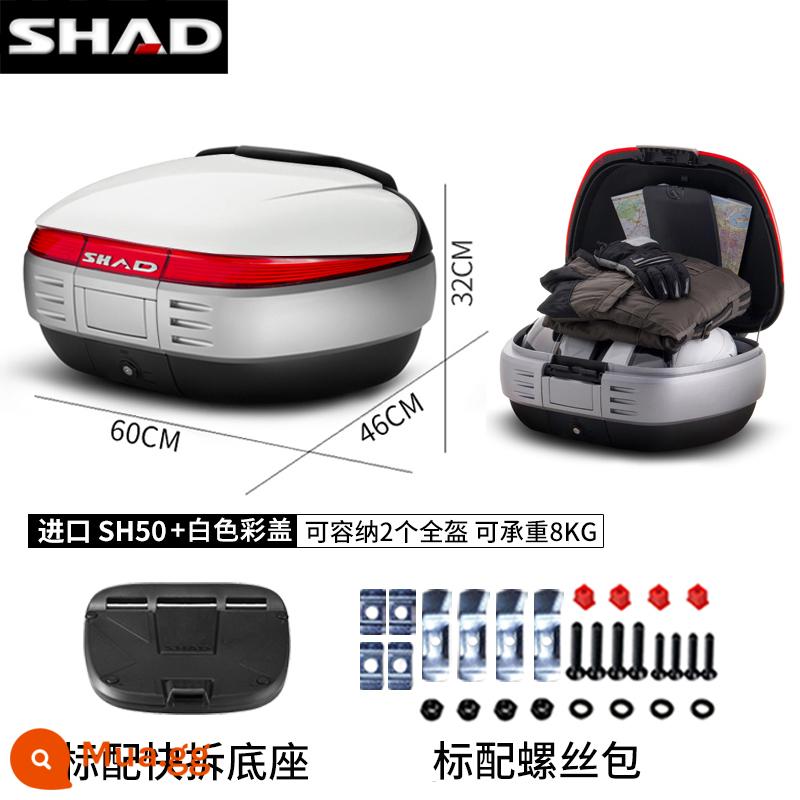 cốp xe shad 39/48/33BMWC400GTPCX160TR300 cốp xe máy Fosha 350 - (Tặng lót) Hộp đựng đuôi SH50 nhập khẩu + tựa lưng + ốp màu trắng + đế tháo nhanh