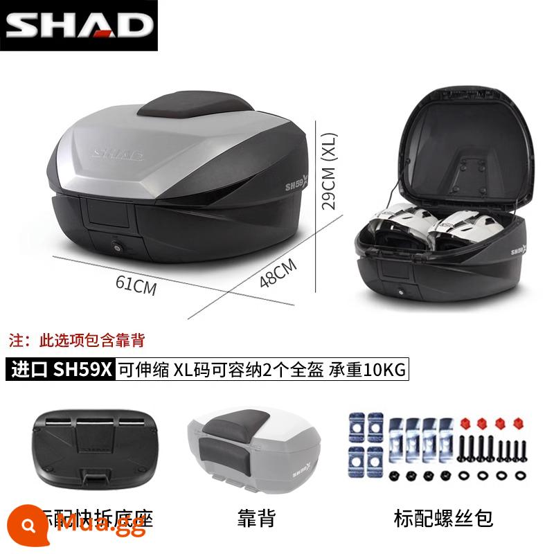 cốp xe shad 39/48/33BMWC400GTPCX160TR300 cốp xe máy Fosha 350 - Hộp đựng đuôi ống lồng dung tích siêu lớn nhập khẩu SH59X + tựa lưng + đế tháo nhanh (có lớp lót miễn phí)