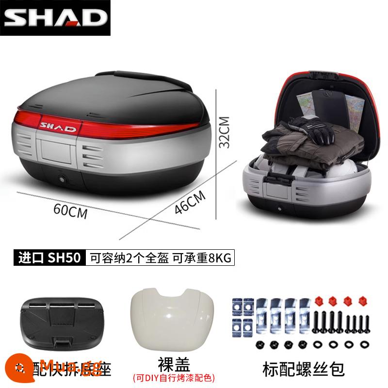 cốp xe shad 39/48/33BMWC400GTPCX160TR300 cốp xe máy Fosha 350 - (Có lớp lót miễn phí) Hộp đựng đuôi xe nhập khẩu SH50 + tựa lưng + ốp trần không sơn (bạn có thể tự sơn màu) + đế tháo nhanh